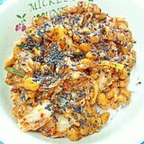 納豆の食べ方-キムチ＆ダブル黒ごま♪